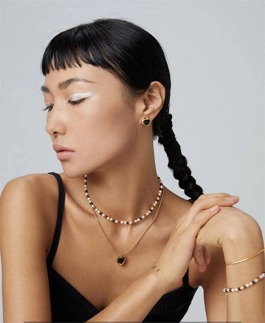 Elegant and Timeless: The Black Drop Glaze Love Necklace - Prestige Shoppes