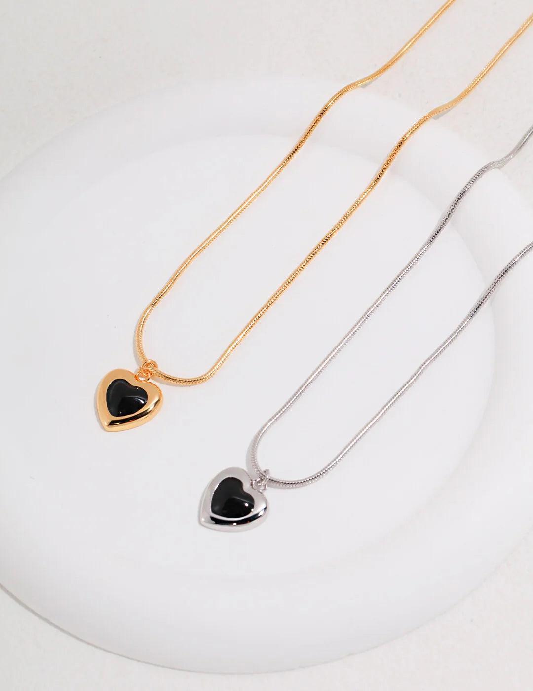 Black Drop Glaze Love Necklace - Prestige Shoppes