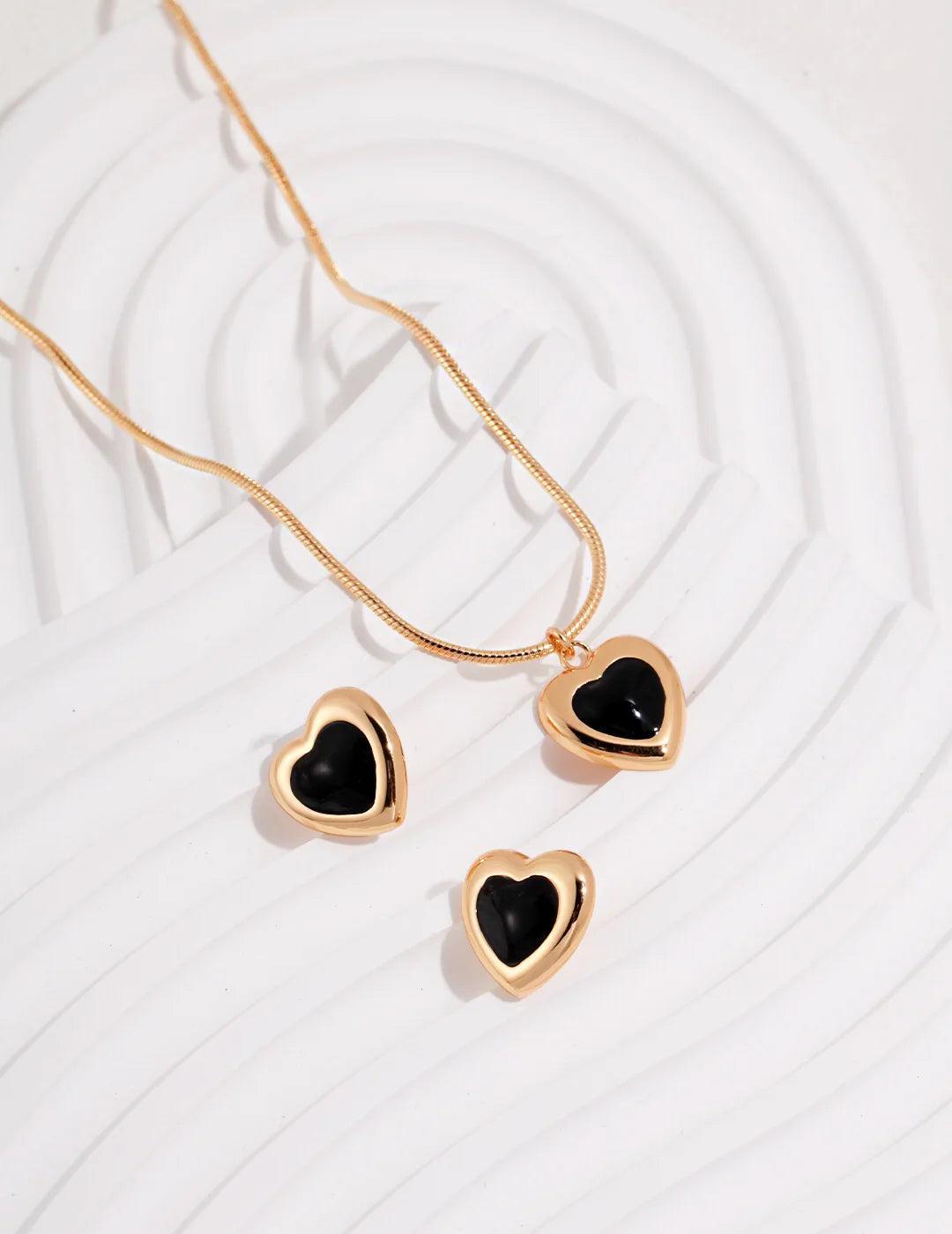 Black Drop Glaze Love Necklace - Prestige Shoppes