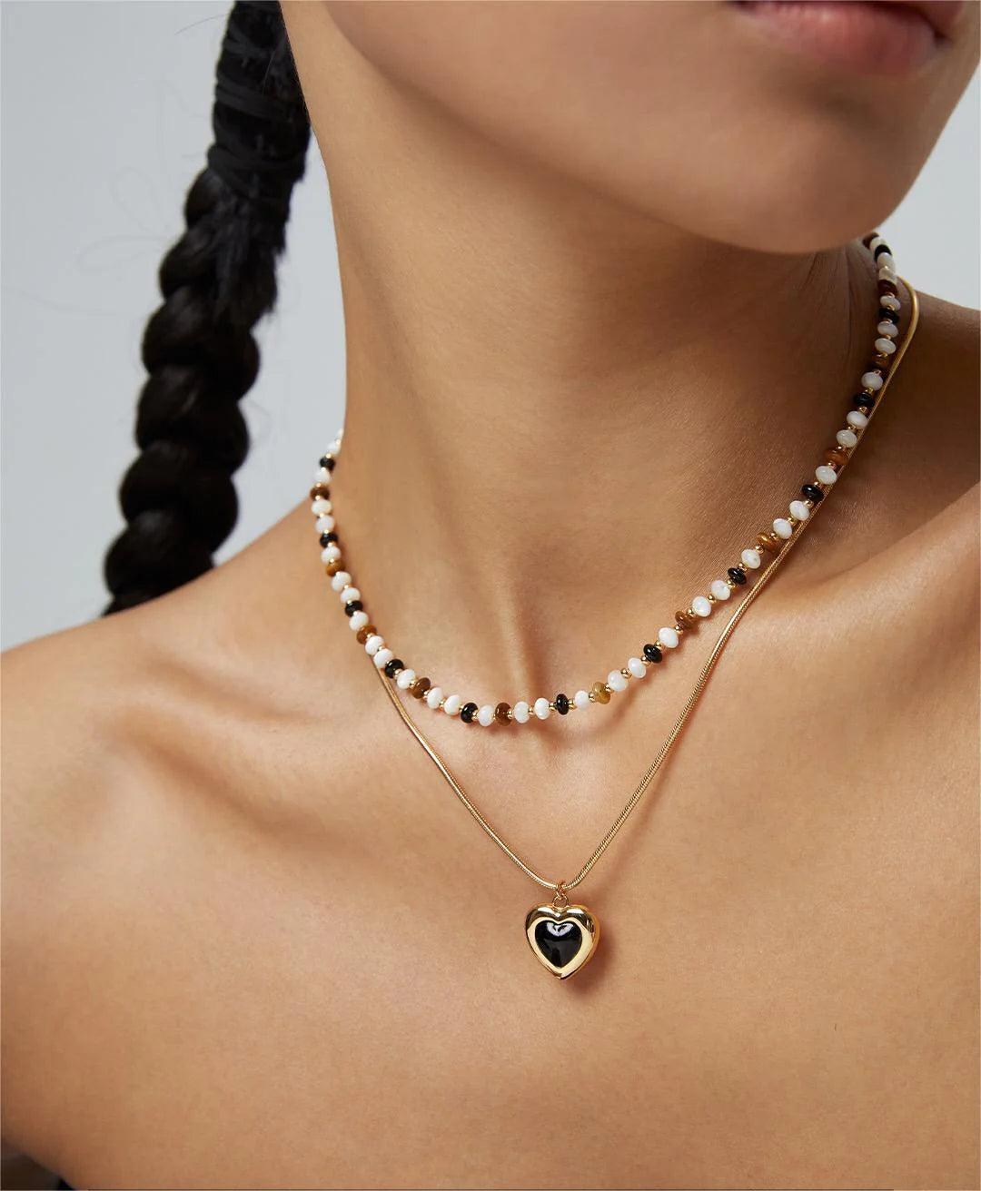 Black Drop Glaze Love Necklace - Prestige Shoppes