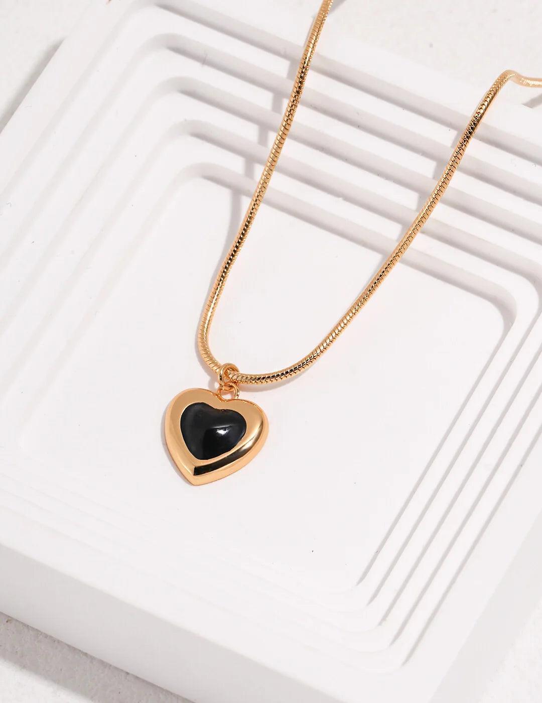 Black Drop Glaze Love Necklace - Prestige Shoppes