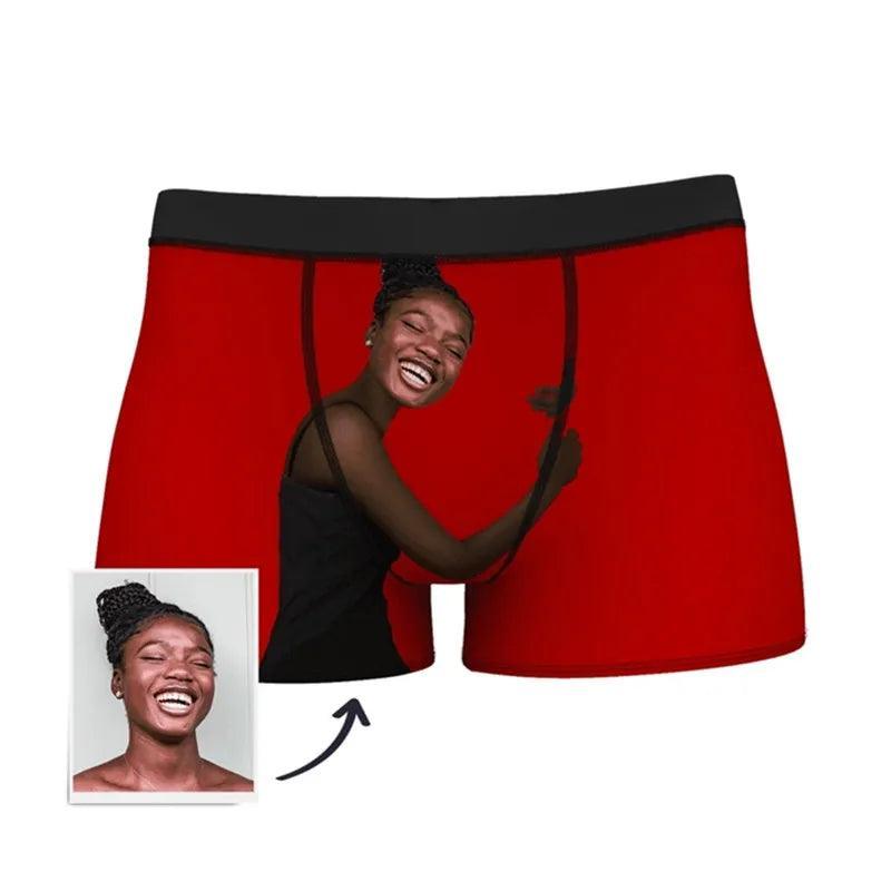 Custom Face Men Print Boxer Briefs Name Red Lip Underwear - Prestige Shoppes