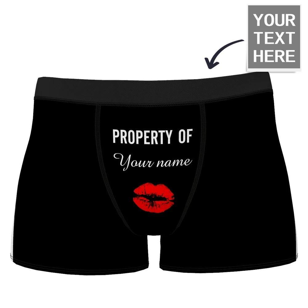 Custom Face Men Print Boxer Briefs Name Red Lip Underwear - Prestige Shoppes