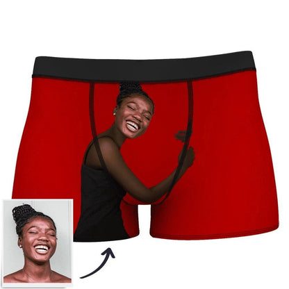 Custom Face Men Print Boxer Briefs Name Red Lip Underwear - Prestige Shoppes