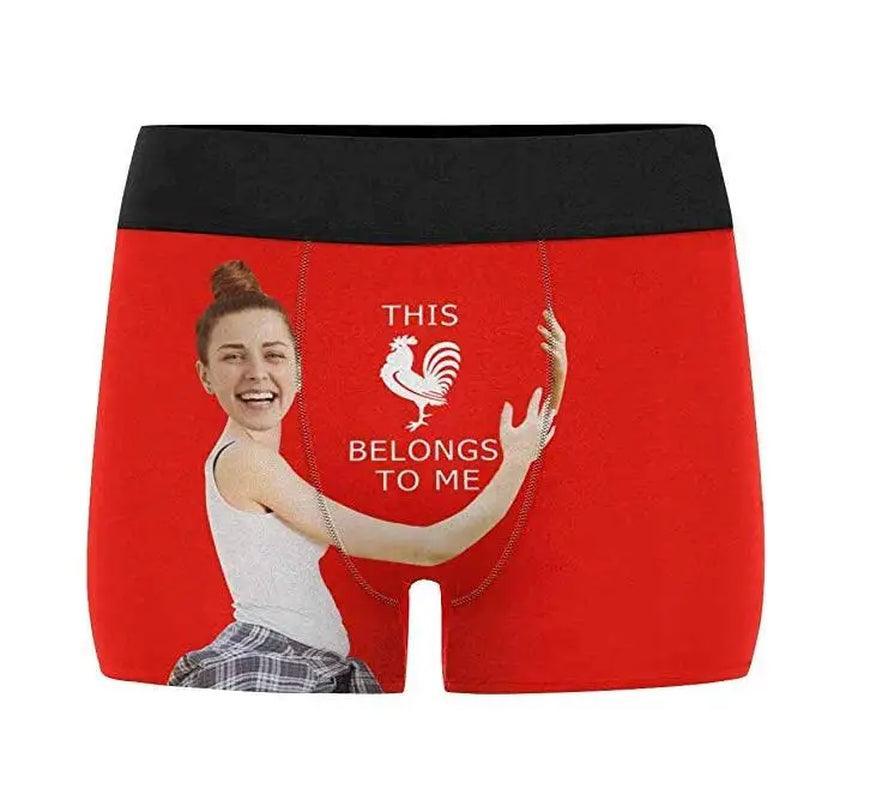 Custom Face Men Print Boxer Briefs Name Red Lip Underwear - Prestige Shoppes