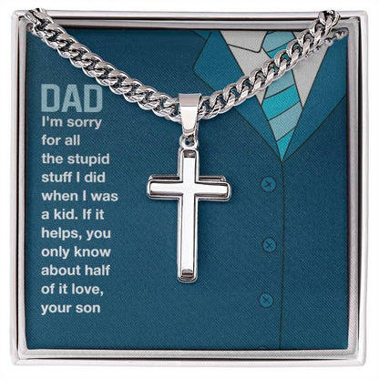 To my dad - i am sorry dad - ball chain stainless cross - Prestige Shoppes