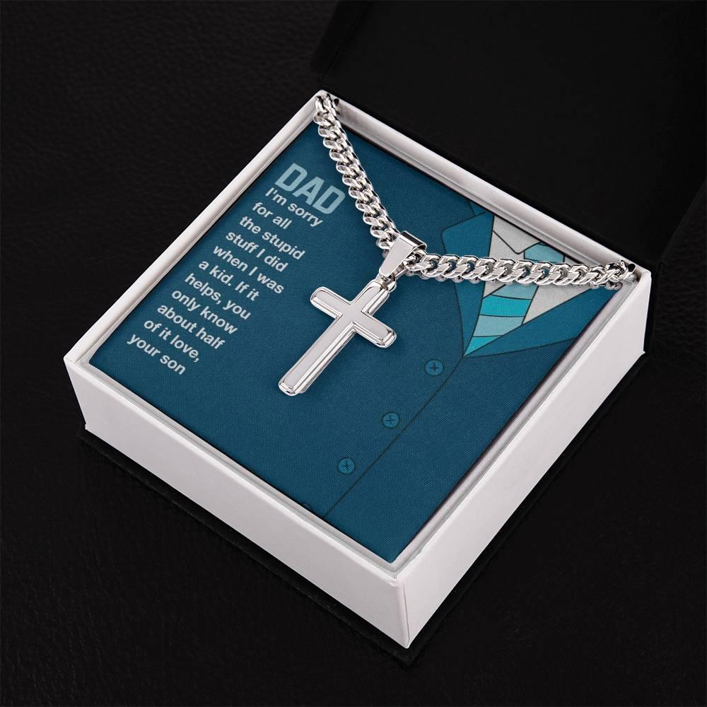 To my dad - i am sorry dad - ball chain stainless cross - Prestige Shoppes