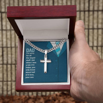 To my dad - i am sorry dad - ball chain stainless cross - Prestige Shoppes