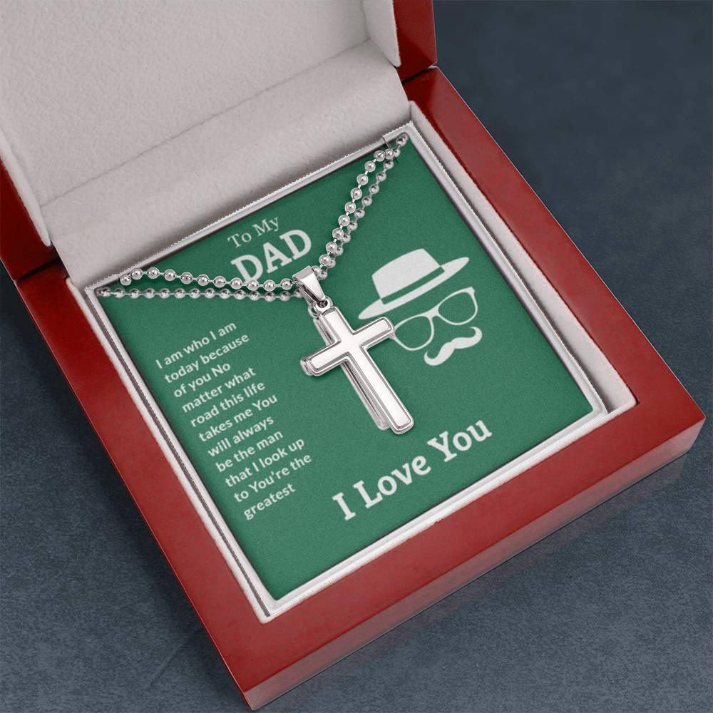 To my dad - My dad is the best - ball chain stainless cross - Prestige Shoppes