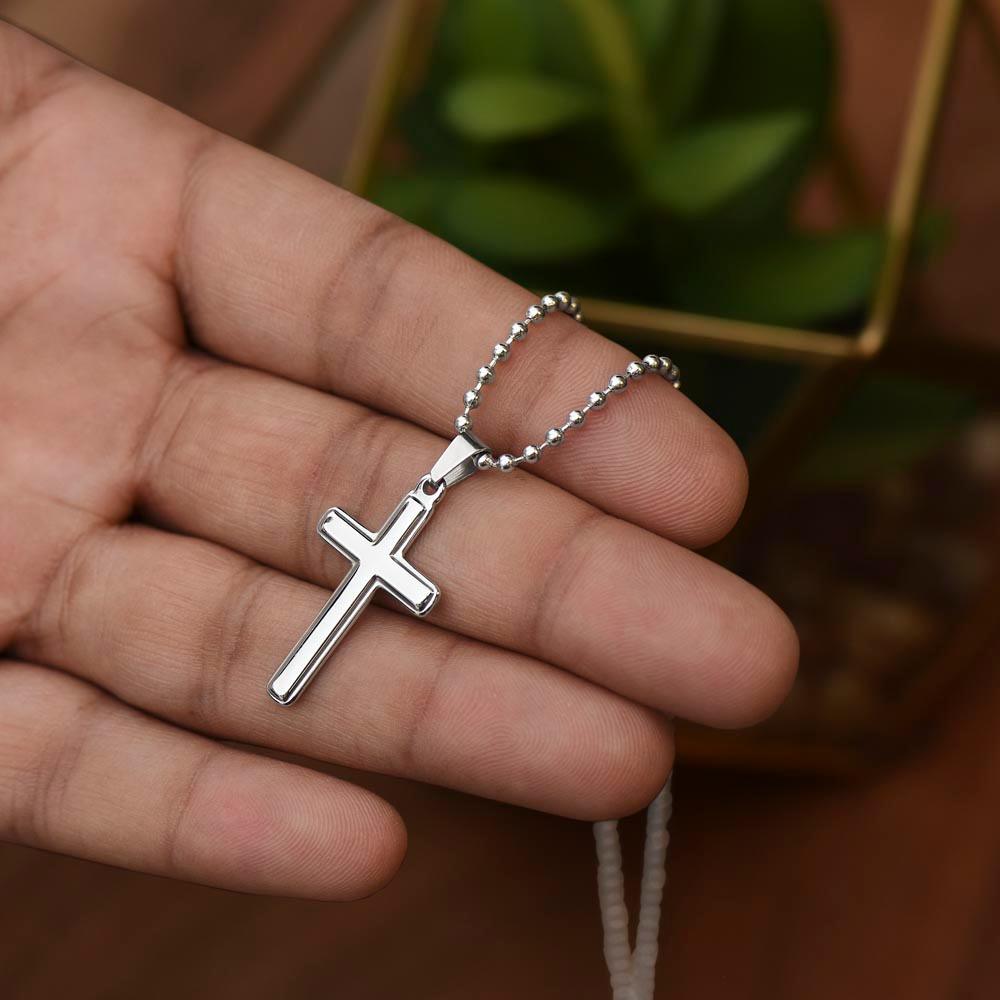 To my dad - My dad is the best - ball chain stainless cross - Prestige Shoppes