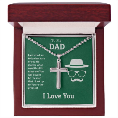 To my dad - My dad is the best - ball chain stainless cross - Prestige Shoppes