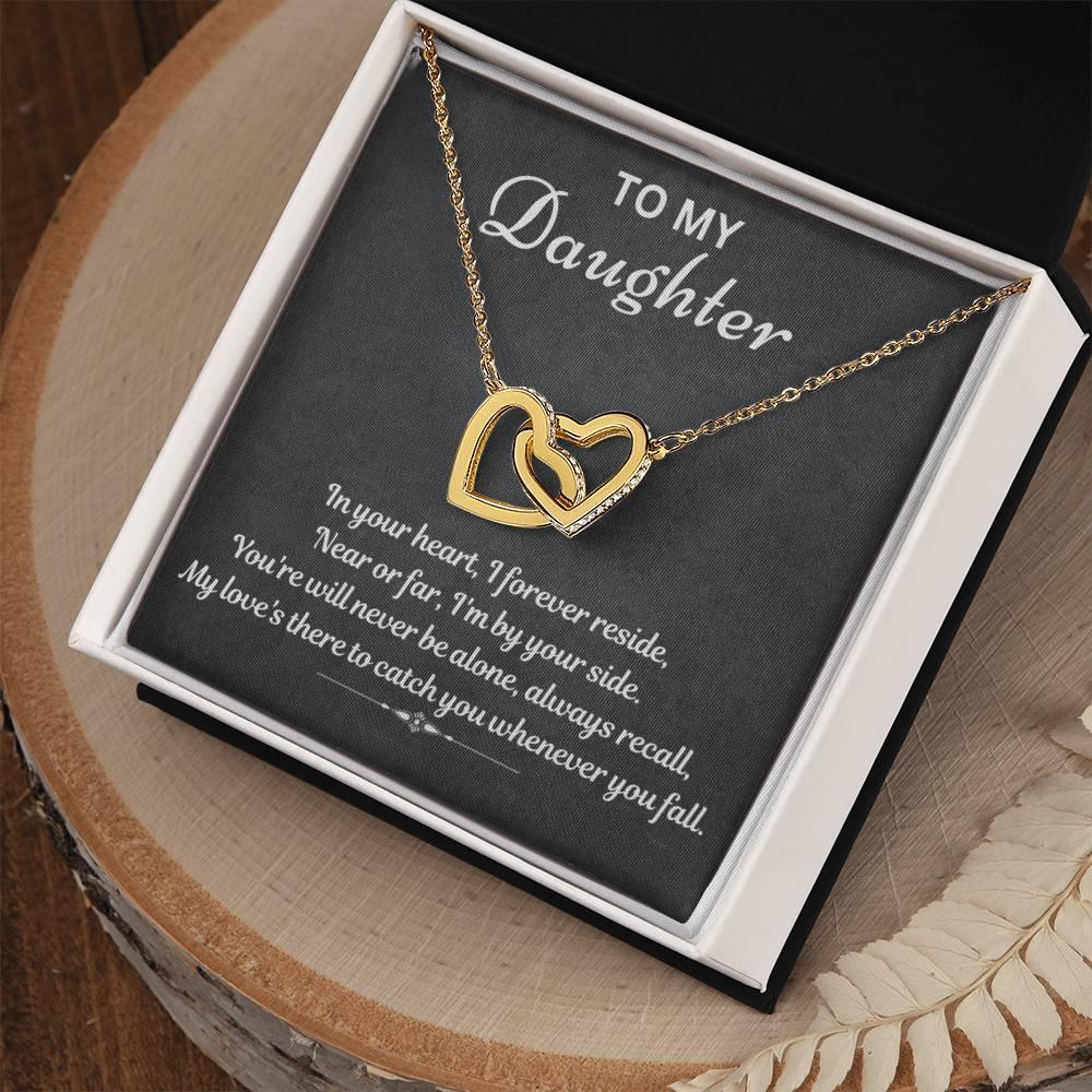 To My Daughter - I will always catch you - Interlocking Hearts Necklace - Prestige Shoppes