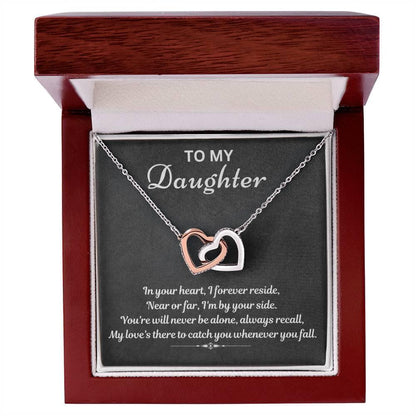 To My Daughter - I will always catch you - Interlocking Hearts Necklace - Prestige Shoppes