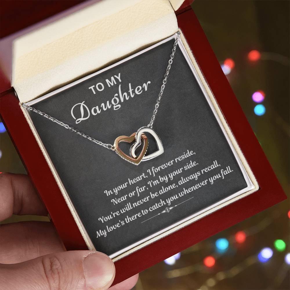 To My Daughter - I will always catch you - Interlocking Hearts Necklace - Prestige Shoppes