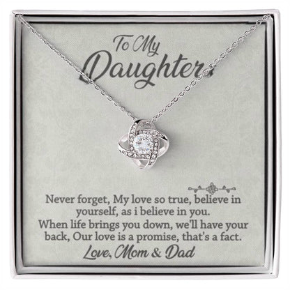 To My Daughter - Never Forget - Love Knot Necklace - Prestige Shoppes