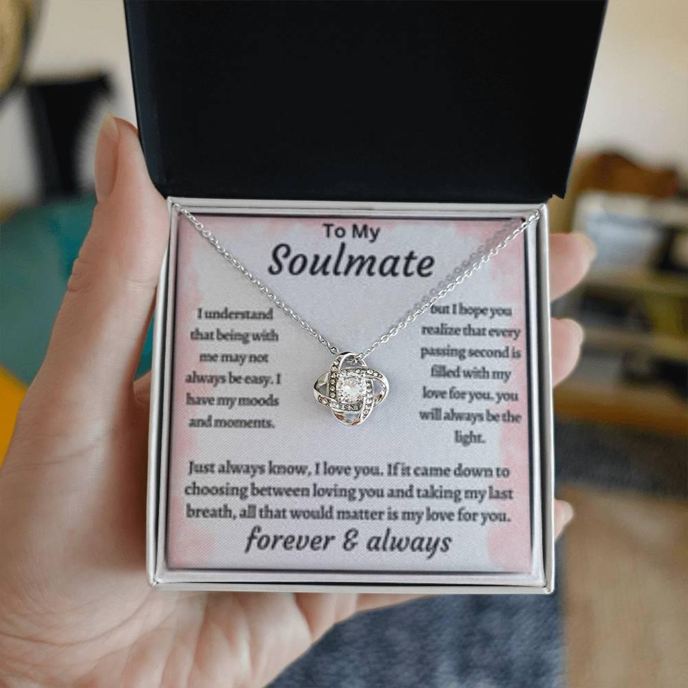 To My Soulmate - I choose You Over Breathing - Love Knot Necklace - Gift For Couples - Prestige Shoppes